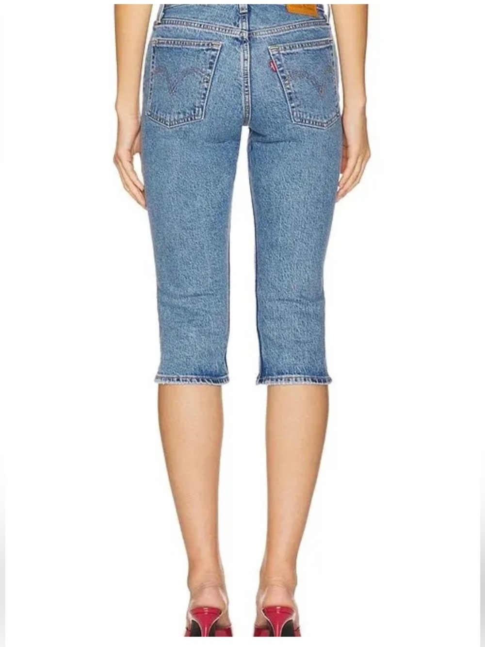 Levi's Wedgie Capri Jeans Next Saturday No Crease Medium Wash High Rise Size 28 - Picture 4 of 11